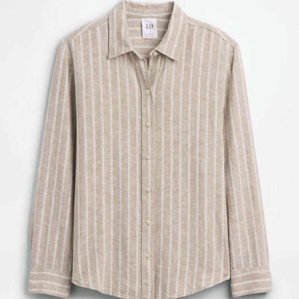 GAP FACTORY Linen-Blend Easy Shirt L
